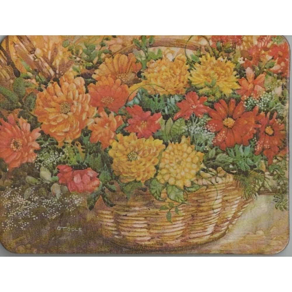 Current Fall Flowers Trivet Hot Plate Pad Table Protector Vintage Floral
